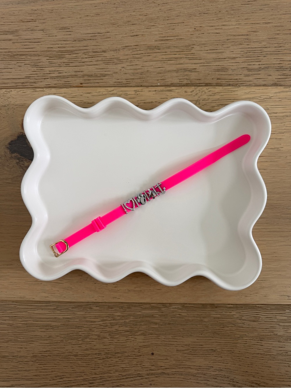 KEEP Collective Hot Pink Adjustable Silicone Bracelet with Silver Charms